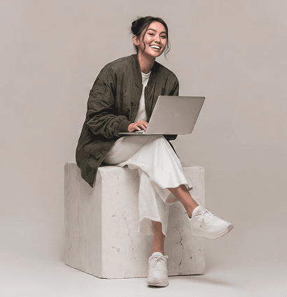 Woman working on a laptop